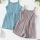 Baby Girls Threaded One-piece Shorts Bodysuit Pit Stripe Fashion Versatile Spring Summer Clothing 2pcs Set