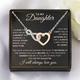1pc To My Daughter Two-color Heart Copper Inlaid Zircon Heart Necklace With Text Gift Card And Gift Box Packaging, Christmas Gift