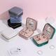 1pc Mini Portable Zipper Jewelry Storage Box With Mirror, For Rings Necklaces Studs Storage