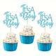 12pcs, Baby Shower Cupcake Toppers, It's A Boy Baby Shower Party Decoration Supplies, Dessert Table Dress Up Supplies, Cake Decor Supplies, Baking Decor Supplies, Party Decor Supplies