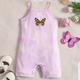 Baby Girl's Butterfly Graphic Summer Cami Rompers, Comfortable Breathable Baby Clothes