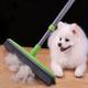 Pet Hair Remover Rubber Broom With Squeegee - Carpet Rake For Floor Cleaning - Long Handle Push Sweeper - Ideal For Collecting Pet Hair And Debris