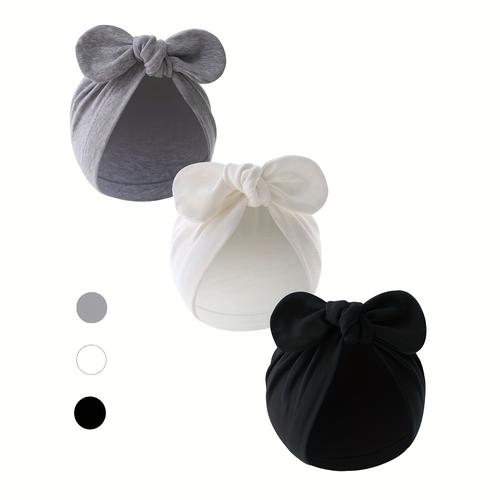 3pcs Infant And Newborn Hat, Soft Infant/newborn Tie Head Cover