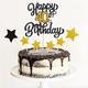 7pcs, Black Golden Happy Birthday Cake Topper Sign 13th 18th 21st 30th 40th 50th 60th 70th Birthday Party Decoration Supplies Birthday Cake Decor
