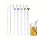 7pcs/set Butterfly Clear Glass Straws - Reusable, And Dishwasher Safe - Includes 2 Cleaning Brushes