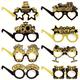 8pcs, Hot Happy 18th 40th 50th 60th Birthday Party Decorations Glasses Black Golden Paper Eyeglasses For Age Birthday Party Favor
