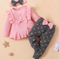 Adorable 3-piece Outfit For Baby Girls: Ruffle Top, Leggings & Bow Headband!