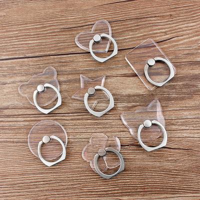 Clear Cat Finger Ring Mobile Phone Stand Holder For Cell Smart Round Phone Ring Holder Car Mount Stand
