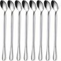 8pcs Stainless Steel Iced Tea Spoon, Coffee Spoon, Ice Cream Spoon, And Cocktail Stirring Spoons - Long Handle For Easy Gripping And Mixing