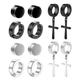 6pairs/set Magnetic Stud Earrings, Stainless Steel Earrings, Non Pierced Ear Clips For Men & Women, Cross Dangle Hoop Earrings For Unisex