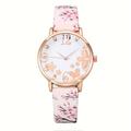 Women's Watch Elegant Flower Quartz Watch Casual Fashion Analog Pu Leather Wrist Watch Gift For Mom Her