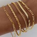 5 Pcs Thin Alloy Chain Bracelet Set Elegant Simple Style Suitable For Women Stackable Hand Chain