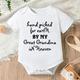"Baby Short Sleeve Letter ""great Grandma In Heaven"" Graphic Cotton Casual Romper Bodysuit For Newborn Infant Girls And Boys Toddler Summer Clothes"