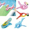 1pc/4pcs Flamingo Windproof Clip, Plastic Drying Quilt Clothes Peg, Animal Type Beach Towel Clamp, block Wind Clip, Clothes Pegs Drying Racks Retaining Clip