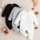 3pcs Infant Baby Simple Strip Long Rompers Set, Newborn Casual Long Sleeve Bodysuits For Boys And Girls