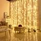 1 Pack 300led Fairy Curtain Lights, Usb Plug In 8 Modes Christmas Fairy String Lights With Remote Controller For Bedroom, Indoor, Outdoor, Weddings, Party Decorations Warm White Color White