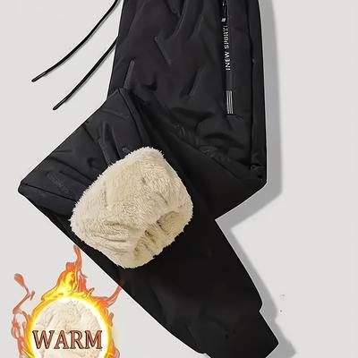 TEMU Men's Winter Warm Sherpa Lined Pants Outdoor Sports Camping Pants Hiking Pants Thick Thermal Joggers Trousers