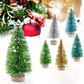 12pcs, Miniature Snow Frost Xmas Tree Decor, Mini Sisal Christmas Trees Ornaments, Christmas Decoration, Christmas Supplies, Creative Small Gift, Holiday Accessory, Birthday Party Supplies, Birthday