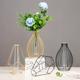 1pc Modern Simple Decorations Vases, Nordic Light Luxury Hollow Out Vase, Wrought Iron Geometric Glass Flower Vase For Office Bedroom Study Room