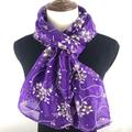 Purple Print Lace Thin Scarf, Vintage Breathable Shawl Women Head Wrap Turban Outdoor Windproof Hijab