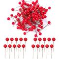 100pcs Christmas Round Ball Berry Simulation Foam Fruit Cherry Small Red Fruit Peony Fruit Christmas Supplies Accessories Berry Ornaments