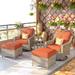 Latitude Run® Wicker 5 Pieces Swivel & Rocking Chairs w/ Cushions & Ottomans | Outdoor Furniture | Wayfair D65A3D3437FE4D8F8C5207A1495C2BF1