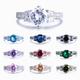 Round Ucr Zircon Ring 18k Gold Plated Multicolor White Blue Evening Party Decor Women's Promise Ring