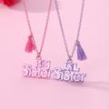 2pcs/set Sweet Big Sister & Lil Sister Letter Pendant Chain Necklace, Bff Friendship Jewelry Gifts For Best Friend
