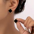 Enamel Lucky Clover Stud Earrings Exquisite Elegant Earrings Women's Accessories For Prom Party