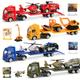 Children's Inertia Sliding Trailer Toy 1:64 Mini Alloy Engineering Vehicle Fire Truck Aircraft Combination Set Model Gift Toy