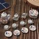 15pcs Mini Ceramic Tea Set 1:12 Miniature Flower Pattern Kitchen Porcelain Set Home Ornaments Miniature Dollhouse Accessories