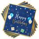 24pcs, Navy Blue Birthday Party Supplies, Happy Birthday Napkins, Confetti, Starry Sky Napkins, Adult Boys Girls Birthday Party Supplies, Decorations (navy And Golden, 6.5in)