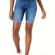 Blue Rolled Hem Denim Shorts, High-stretch Slash Pockets Slim Fit Short Denim Pants, Women's Denim Jeans & Clothing