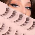 False Eyelashes Cluster Natural Look, Wispy Manga Eyelash Extension Cat Eye Eyelash Set With Transparent Band Short Anime Korean Style False Eyelashes 5 Pairs