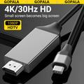 Usb C To Hdtv Cable 4k@30hz Thunderbolt 3 To Hdtv Adapter 6.6ft Type C Male To Hdtv Male Converter Pvc Compatible For Usb Type C To Hdtv Cord For Chromebook, Tv