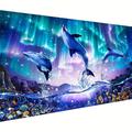1pc 11.8x15.8in Frameless Diy 5d Artificial Diamond Painting Set Whale Play Rhinestone Painting Art Embroidery Cross Stitch Picture Artificial Diamond Painting Art Craft For Wall Decor Surprise Gift
