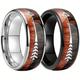 1pc Classic Retro 8mm Nature Wood Inlay Titanium Steel Wedding Ring For Men, Vikings Hunting Stainless Steel Ring Bands For Men