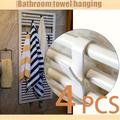 4pc Rod Hanging Hook, Plastic Hanging Storage Hook, White/clear Clothes Coat Towel Bath Ball Hanger For Kitchen, Toilet, Bathroom, Bedroom, Wall Decor Aesthetic Room Decor
