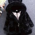 Baby Little Girls Winter Fleece Coat, Faux Fur Kids Jacket With Cute Rabbit/bear Ears Hooded Thick Warm Outwear Overcoat