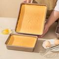 1pc Rectangular Baking Pan, Carbon Steel Baking Pan Cake Pan, Square Home Pizza Pan, Golden Baking Pan