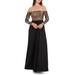 Margaret Sequin Embroidered Off The Shoulder Long Sleeve Gown