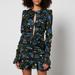 Printed Ruched Satin Mini Dress