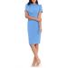 Tie Neck Puff Sleeve Scuba Crepe Dress