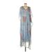J. McLaughlin Casual Dress: Blue Floral Motif Dresses - Women's Size Medium