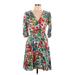 Calvin Klein Casual Dress - Wrap: Green Floral Motif Dresses - Women's Size 10