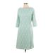 J. McLaughlin Casual Dress - Shift: Teal Jacquard Dresses - Women's Size Large