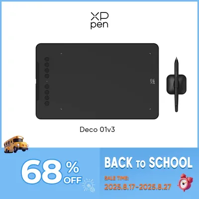 XPPen New Deco01V3 10 Inch Graphics Digital Tablet Drawing Tablet 16384 Levels Pressure 8 Shortcut Keys for Android Windows Mac