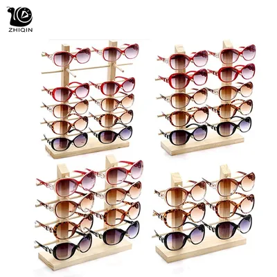 2Columns 3/4/5/6 Layer Wood Sunglasses Display Stand Glasses Storage Rack Sunglasses Organizer