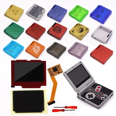 GBA SP IPS V2 Backlight LCD Screen 10 Levels Brightness Kits With Pre-cut Shell For Game Boy Advance AGS-001 & 101- Red Lens