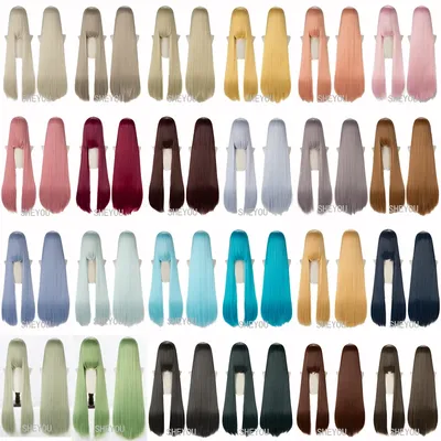 100cm Long Straight Cosplay Wig Heat Resistant Synthetic Hair Anime Party Wigs 48 Colors Colourful